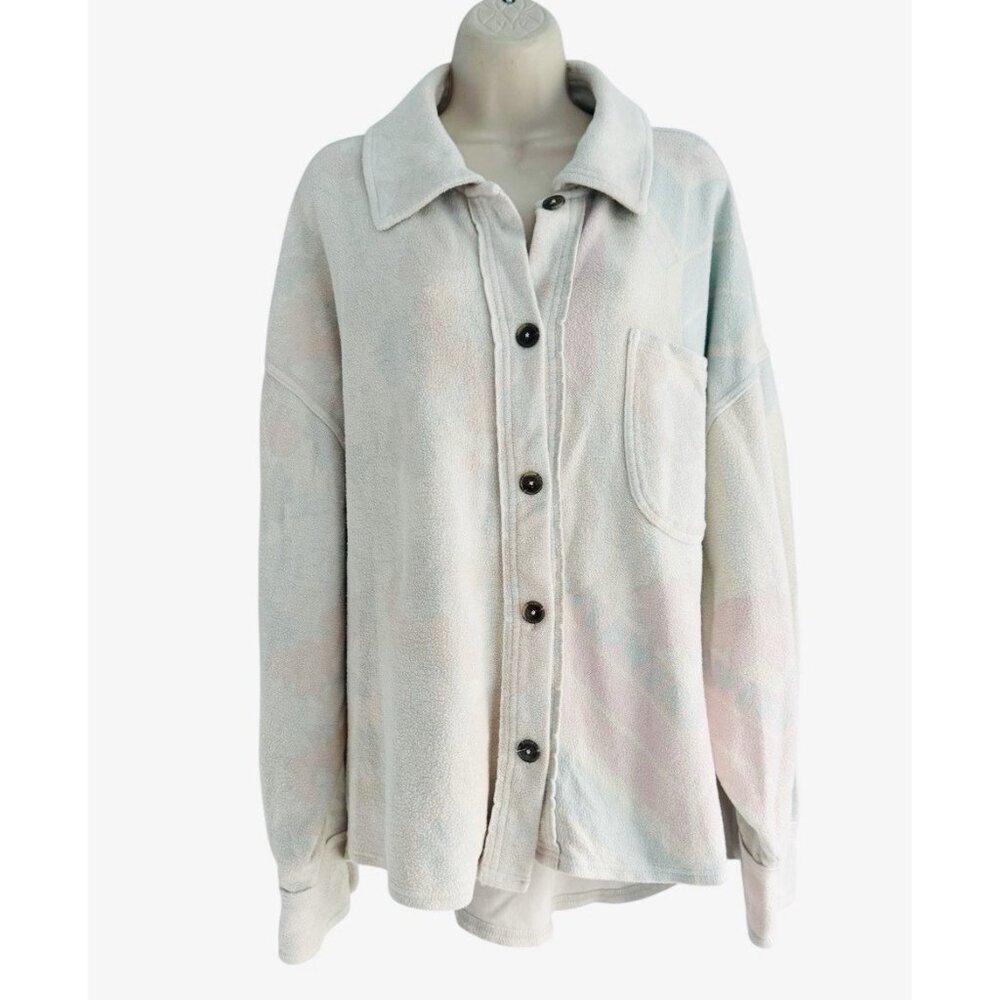 Free People Women's Sz M Kiwi Ruby Pastel Sunflower Shirt Jacket Shacket - Picture 2 of 10